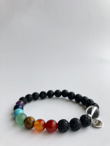 chakra bracelet with lava stone